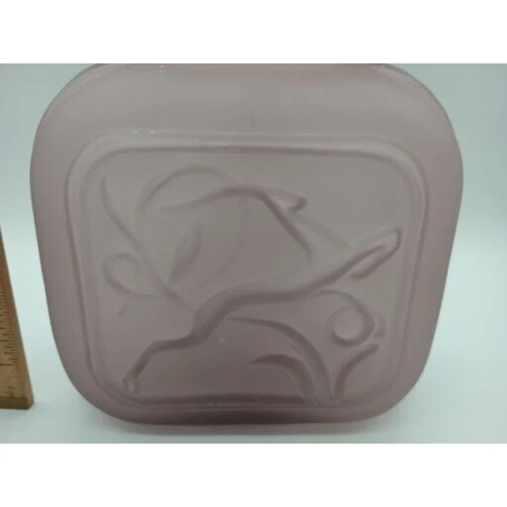 Balos Glass Square Vase Frosted Amethyst Art Deco Stag